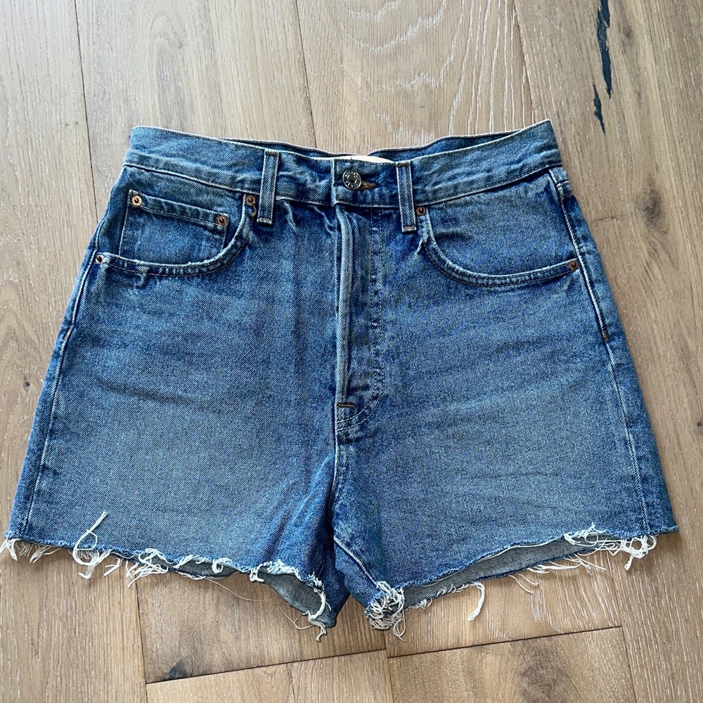 GRLFRND Distressed Blue Jean Shorts